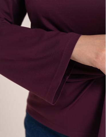 Bluzki z długim rękawem - Elegancka bluzka wiskozowa z drapowaniem szerokie rękawy FIOLETOWY - produkt 5
