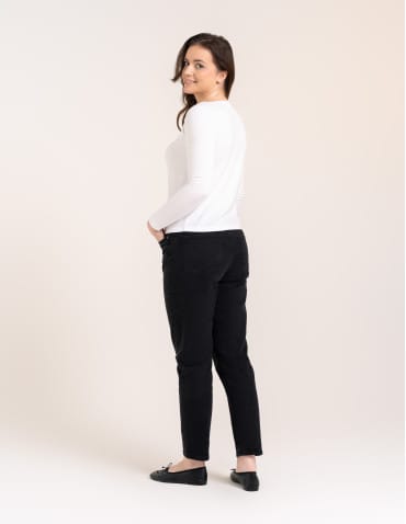 Bluzki z długim rękawem - Bluzka damska z wiskozy długi rękaw miękka w dotyku longsleeve BIAŁY - produkt 3
