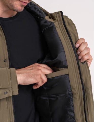 Kurtki i kamizelki - Kurtka zimowa męska z kieszeniami cargo KHAKI - produkt 8