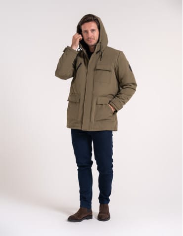 Kurtki i kamizelki - Kurtka zimowa męska z kieszeniami cargo KHAKI - produkt 11