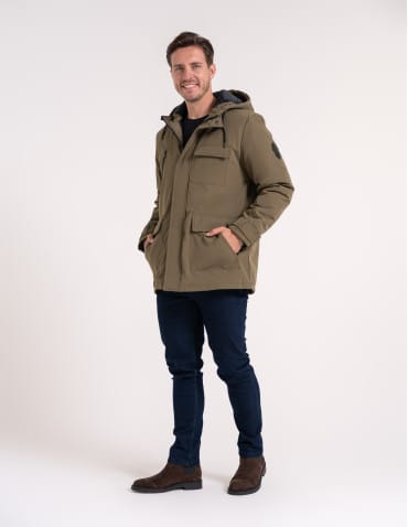 Kurtki i kamizelki - Kurtka zimowa męska z kieszeniami cargo KHAKI - produkt 12