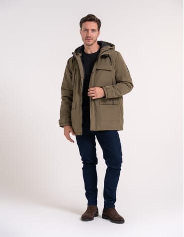 Kurtki i kamizelki - Kurtka zimowa męska z kieszeniami cargo KHAKI - produkt 13