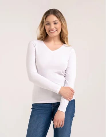 Klasyczny longsleeve damski bawełniany Slim Fit