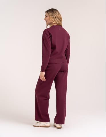 Bluzy damskie - Wygodna bluza damska rozpinana bawełniana z kieszeniami BORDOWY - produkt 4