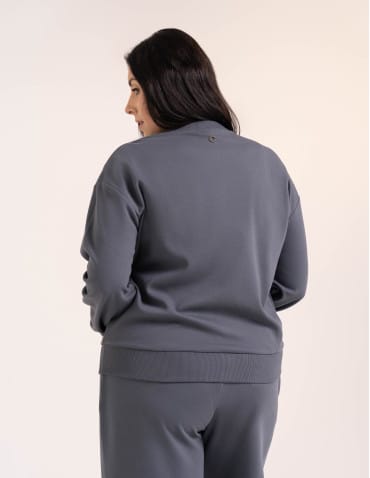 Bluzy damskie - Wygodna bluza damska rozpinana bawełniana z kieszeniami GRAFITOWY - produkt 8