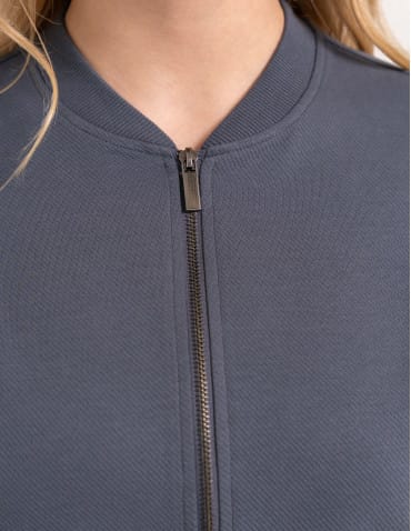 Bluzy damskie - Wygodna bluza damska rozpinana bawełniana z kieszeniami GRAFITOWY - produkt 6