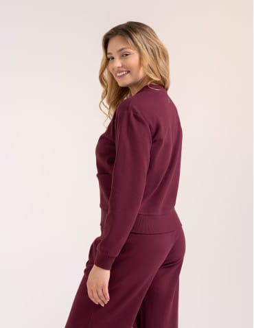 Bluzy damskie - Wygodna bluza damska rozpinana bawełniana z kieszeniami BORDOWY - produkt 6