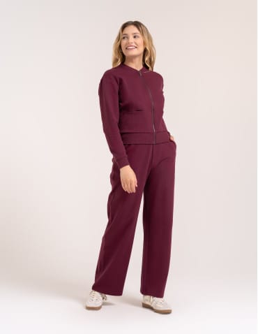 Bluzy damskie - Wygodna bluza damska rozpinana bawełniana z kieszeniami BORDOWY - produkt 11