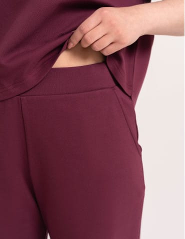 Spodnie dresowe - Spodnie damskie Wide Leg wygodne z wysokim stanem BORDOWY - produkt 6