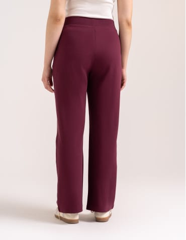 Spodnie dresowe - Spodnie damskie Wide Leg wygodne z wysokim stanem BORDOWY - produkt 10