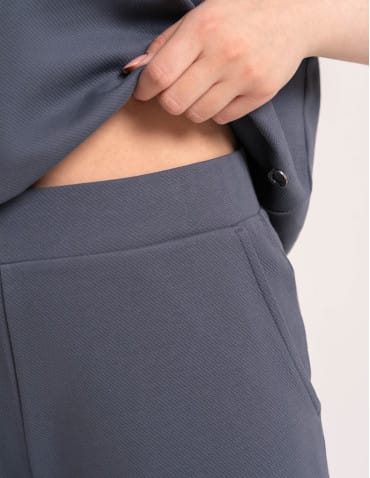 Spodnie dresowe - Spodnie damskie Wide Leg wygodne z wysokim stanem GRAFITOWY - produkt 5