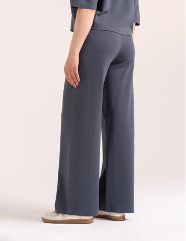 Spodnie dresowe - Spodnie damskie Wide Leg wygodne z wysokim stanem GRAFITOWY - produkt 6