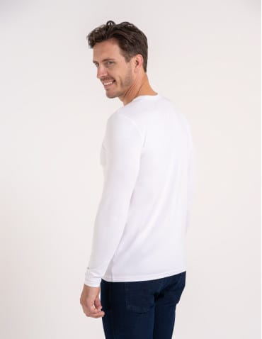 Koszulki z długim rękawem - T-shirt z długim rękawem męski bawełniany longsleeve BIAŁY - produkt 8