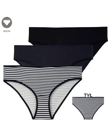 Zestaw komfortowych fig damskich bawełniany komplet bikini 3-pak