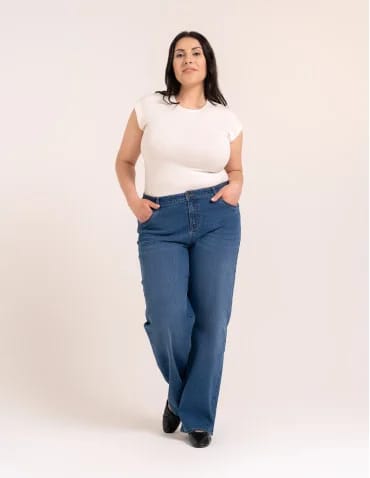 Jeansy damskie Wide Leg wygodne z wysokim stanem i z szeroką nogawką
