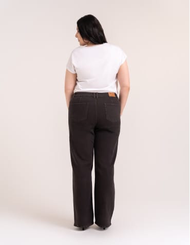 Jeansy - Jeansy damskie Wide Leg wygodne z wysokim stanem i z szeroką nogawką BRĄZOWY - produkt 6