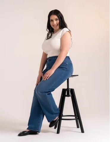 Jeansy damskie Wide Leg wygodne z wysokim stanem i z szeroką nogawką  - produkt 2