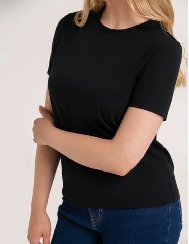 Koszulka damska bawełna Premium T-shirt dekolt okrągły - CZARNY  - produkt 2