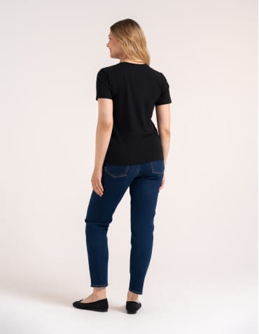 Koszulki i T-shirty - Koszulka damska bawełna Premium T-shirt dekolt okrągły CZARNY - produkt 5
