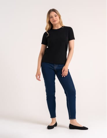 Koszulki i T-shirty - Koszulka damska bawełna Premium T-shirt dekolt okrągły CZARNY - produkt 6