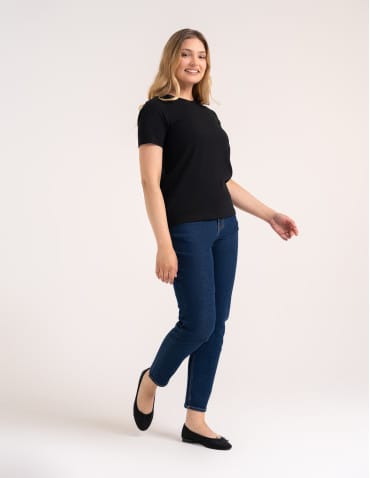 Koszulki i T-shirty - Koszulka damska bawełna Premium T-shirt dekolt okrągły CZARNY - produkt 7