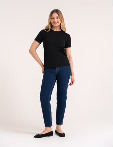 Koszulki i T-shirty - Koszulka damska bawełna Premium T-shirt dekolt okrągły CZARNY - produkt 8