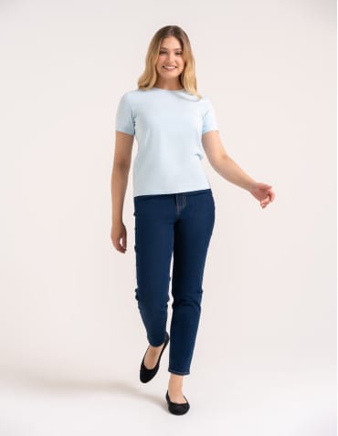 Koszulki i T-shirty - Koszulka damska bawełna Premium T-shirt dekolt okrągły JASNY NIEBIESKI  - produkt 3