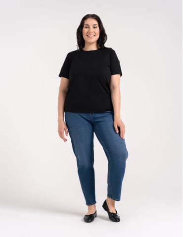Koszulki i T-shirty - Koszulka damska bawełna Premium T-shirt dekolt okrągły CZARNY - produkt 9