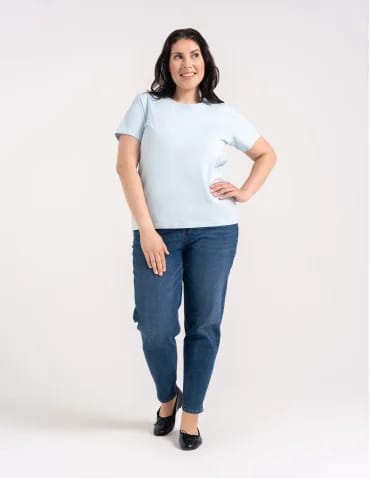Koszulka damska bawełna Premium T-shirt dekolt okrągły - JASNY NIEBIESKI