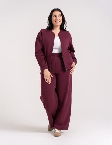 Bluzy damskie - Wygodna bluza damska rozpinana bawełniana z kieszeniami BORDOWY - produkt 12