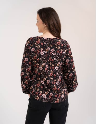 Bluzki z długim rękawem - Bluza damska wiskozowa 100% zwiewna o pudełkowym kroju WZÓR 1 - produkt 6