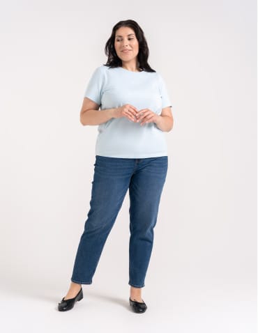 Koszulki i T-shirty - Koszulka damska bawełna Premium T-shirt dekolt okrągły JASNY NIEBIESKI  - produkt 6