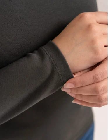 Bawełniana bluzka damska gładka longsleeve z długim rękawem - produkt 2