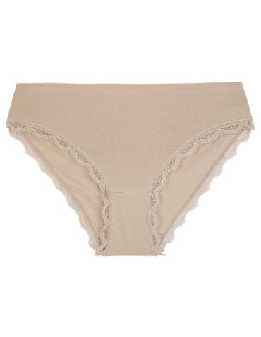 Majtki figi - Figi damskie bikini w delikatny prążek z koronką zestaw 3-pak WIELOKOLOROWY - produkt 5