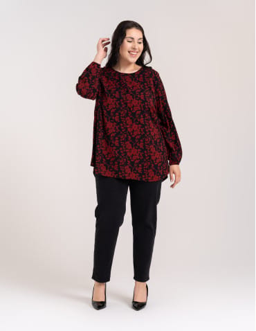 Bluzki z długim rękawem - Bluzka damska elegancka z naturalnej wiskozy o kroju oversize WZÓR 1 - produkt 9