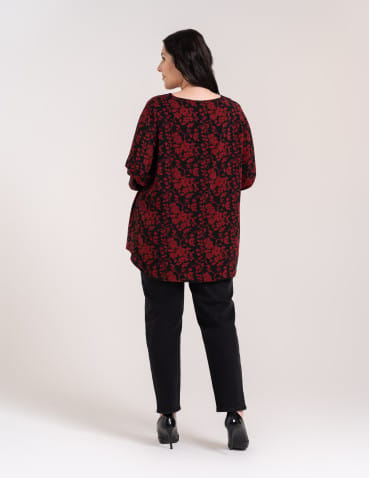 Bluzki z długim rękawem - Bluzka damska elegancka z naturalnej wiskozy o kroju oversize WZÓR 1 - produkt 10