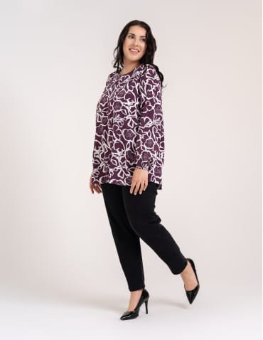 Bluzki z długim rękawem - Bluzka damska elegancka z naturalnej wiskozy o kroju oversize WZÓR 2 - produkt 9
