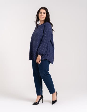 Bluzki z długim rękawem - Bluzka damska elegancka z naturalnej wiskozy o kroju oversize WZÓR 3 - produkt 10