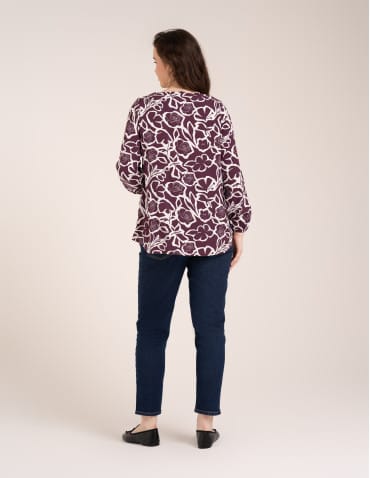 Bluzki z długim rękawem - Bluzka damska elegancka z naturalnej wiskozy o kroju oversize WZÓR 2 - produkt 3