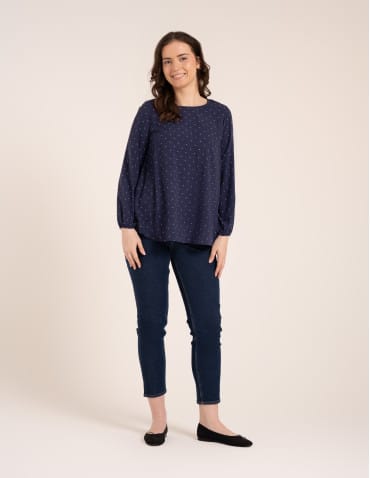 Bluzki z długim rękawem - Bluzka damska elegancka z naturalnej wiskozy o kroju oversize WZÓR 3 - produkt 6