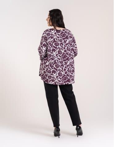 Bluzki z długim rękawem - Bluzka damska elegancka z naturalnej wiskozy o kroju oversize WZÓR 2 - produkt 11