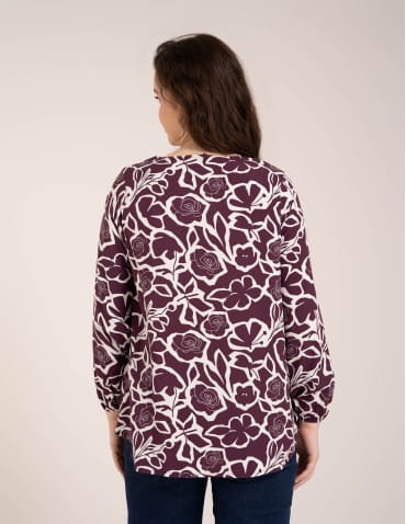 Bluzki z długim rękawem - Bluzka damska elegancka z naturalnej wiskozy o kroju oversize WZÓR 2 - produkt 5