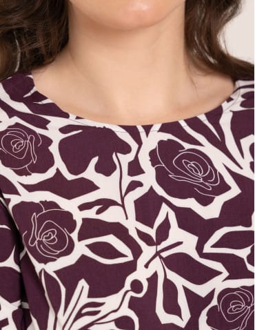 Bluzki z długim rękawem - Bluzka damska elegancka z naturalnej wiskozy o kroju oversize WZÓR 2 - produkt 4
