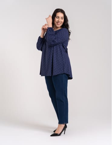 Bluzki z długim rękawem - Bluzka damska elegancka z naturalnej wiskozy o kroju oversize WZÓR 3 - produkt 12