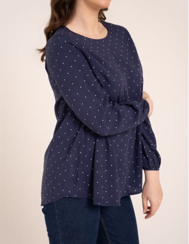 Bluzki z długim rękawem - Bluzka damska elegancka z naturalnej wiskozy o kroju oversize WZÓR 3 - produkt 5