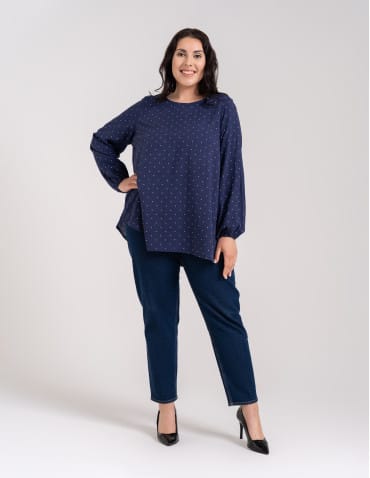 Bluzki z długim rękawem - Bluzka damska elegancka z naturalnej wiskozy o kroju oversize WZÓR 3 - produkt 11