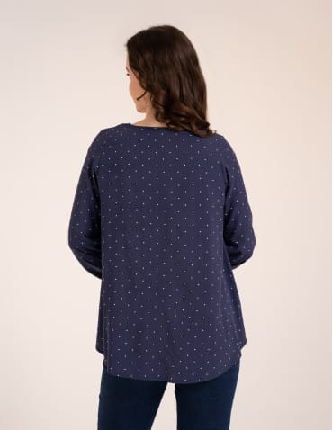 Bluzki z długim rękawem - Bluzka damska elegancka z naturalnej wiskozy o kroju oversize WZÓR 3 - produkt 4