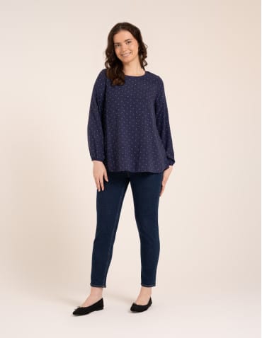 Bluzki z długim rękawem - Bluzka damska elegancka z naturalnej wiskozy o kroju oversize WZÓR 3 - produkt 3