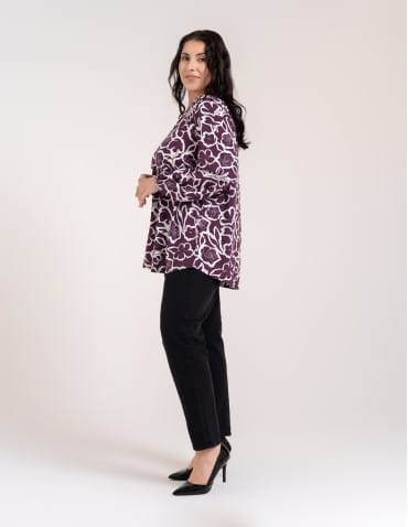 Bluzki z długim rękawem - Bluzka damska elegancka z naturalnej wiskozy o kroju oversize WZÓR 2 - produkt 14