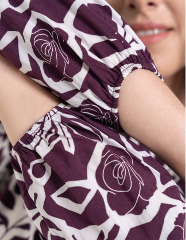 Bluzki z długim rękawem - Bluzka damska elegancka z naturalnej wiskozy o kroju oversize WZÓR 2 - produkt 8